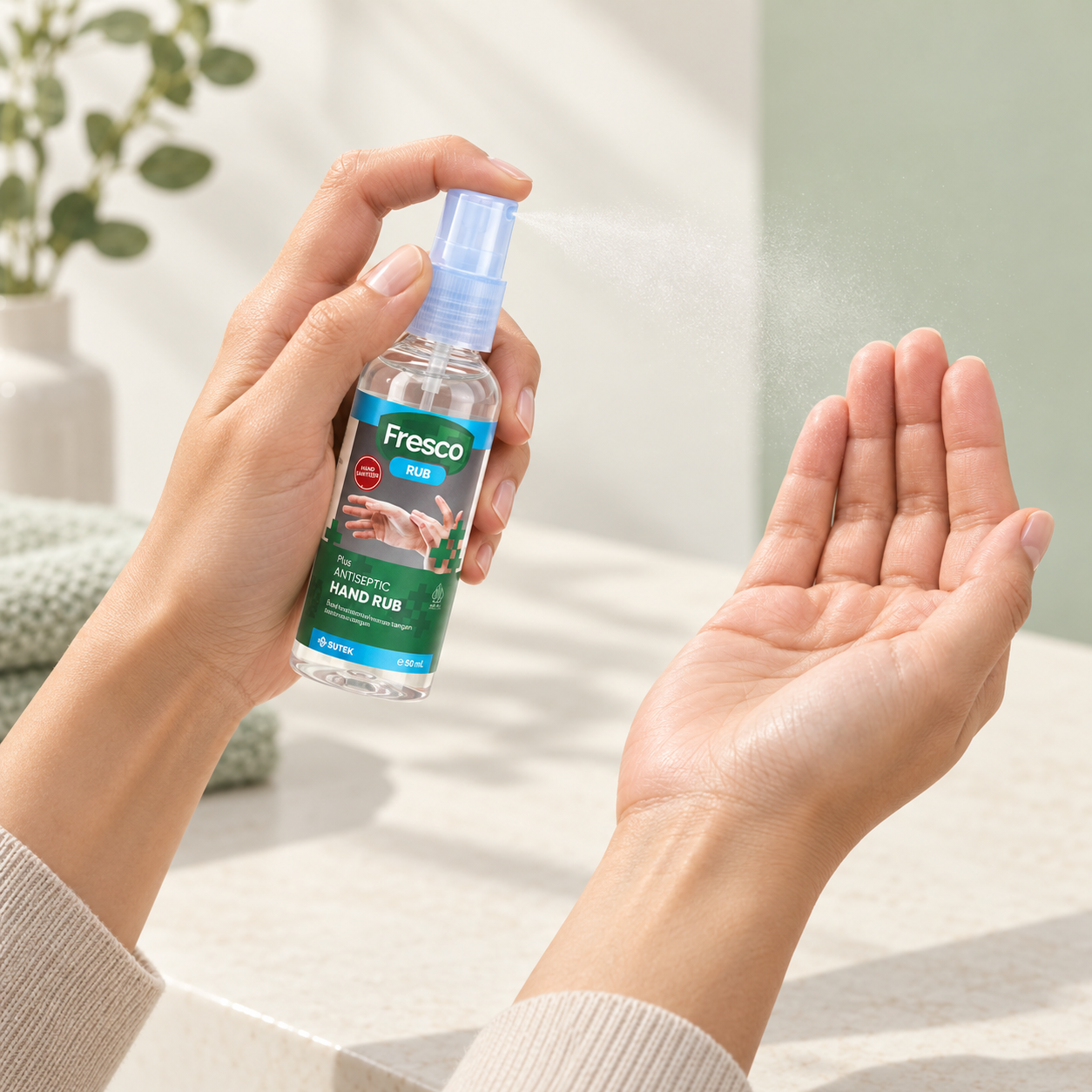 Semprotkan: langkah penggunaan hand sanitizer